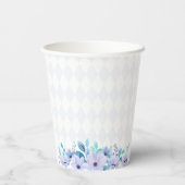 Tea Party Paarse Waterverf Baby shower Papieren Bekers (Achterkant)