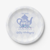 Tea Party Paarse Waterverf Baby shower Papieren Bordje (Voorkant)