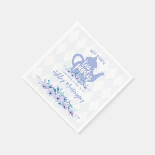 Tea Party Paarse Waterverf Baby shower Servet (Hoek)