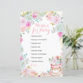 Tea Party pasta Flowers wenst Baby (Staand voorkant)