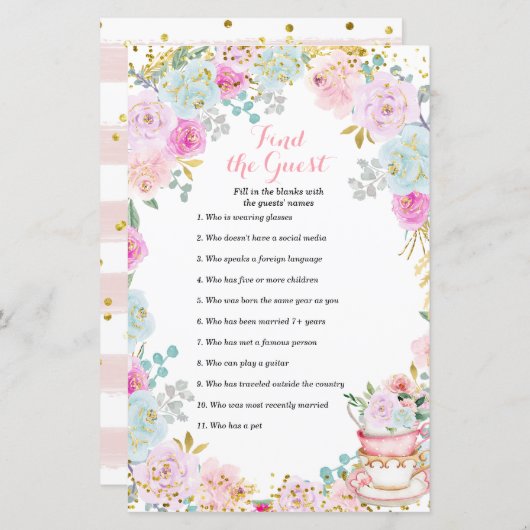 Tea Party pasteeltje vind het gastspel (Voorkant / Achterkant)