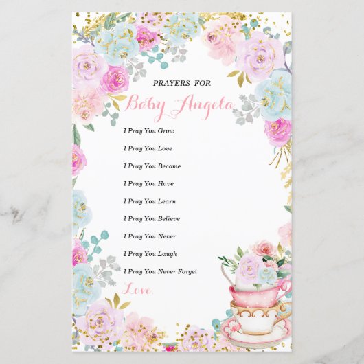 Tea Party Pastel Floral Prayers for Baby (Voorkant)