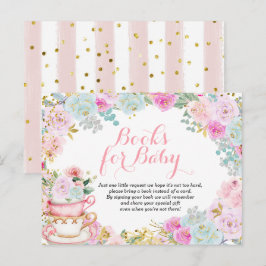 Tea Party Pastel Flowers Boeken voor baby Uitnodiging Briefkaart
