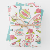 Tea Party Pastel Gift Wrapping Paper Set (In situ)