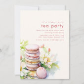 Tea Party Patisserie Uitnodiging met Macarons (Voorkant)