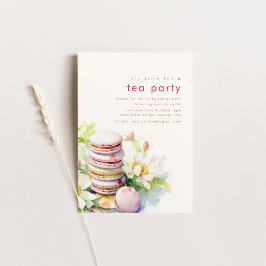 Tea Party Patisserie Uitnodiging met Macarons