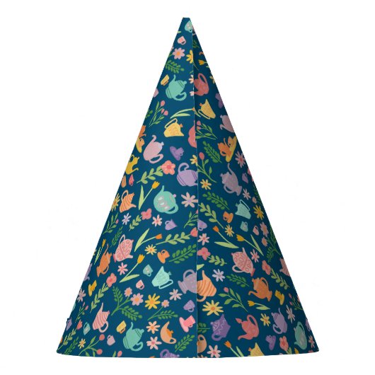 Tea Party Patroon Verjaardagsviering Feesthoedjes (Achterkant)