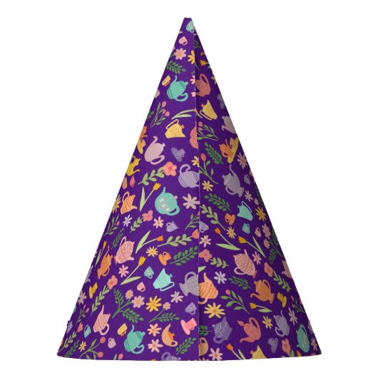 Tea Party Patroon Verjaardagsviering Feesthoedjes (Achterkant)