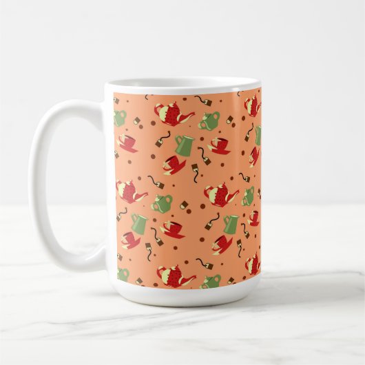 Tea Party Pattern - grillige theepotten, beker Koffiemok (Links)