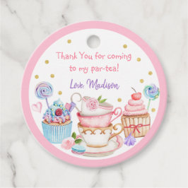 Tea Party Pink Gold Floral Birthday Bedankjes Labels