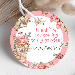 Tea Party Pink Gold Floral Birthday Bedankjes Labels