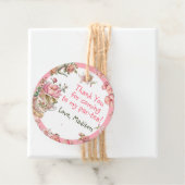 Tea Party Pink Gold Floral Birthday Bedankjes Labels (In situ)