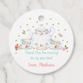 Tea Party Pink Gold Floral Birthday Bedankjes Labels