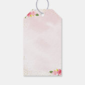 Tea Party Pink Gold Floral Birthday Cadeaulabel (Achterkant)