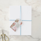 Tea Party Pink Gold Floral Birthday Hartelijk dank Cadeaulabel (Met Touw)