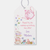 Tea Party Pink Gold Floral Birthday Hartelijk dank Cadeaulabel (Voorkant)