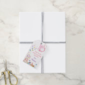 Tea Party Pink Gold Floral Birthday Hartelijk dank Cadeaulabel (Met Touw)