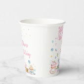 Tea Party Pink Gold Floral Birthday Papieren Bekers (Rechts)