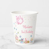 Tea Party Pink Gold Floral Birthday Papieren Bekers (Voorkant)