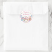 Tea Party Pink Gold Floral Birthday Ronde Sticker (Tas)