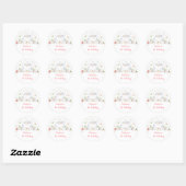 Tea Party Pink Gold Floral Birthday Ronde Sticker (Vel)
