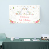 Tea Party Pink Gold Floral Birthday Spandoek (Beurs)