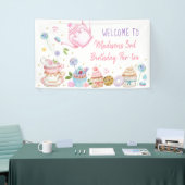 Tea Party Pink Gold Floral Birthday Spandoek (Beurs)