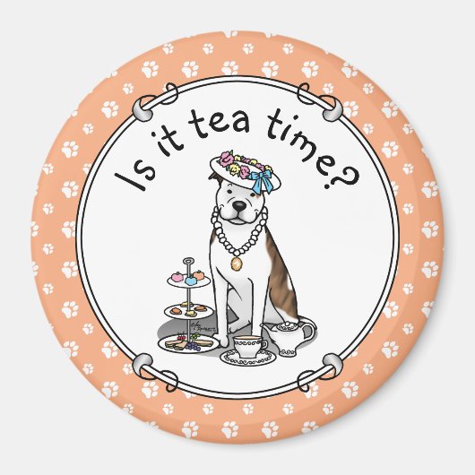 Tea Party Pit Bull (lt brindle white 3) Magneet (Voorkant)