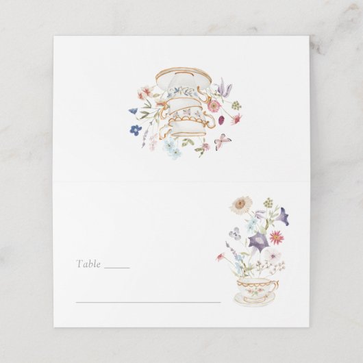 Tea Party Plaatskaartje (Buitenkant ongevouwen)
