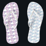Tea Party Polka Dot Teacup Cup Tea Cups Print Teenslippers<br><div class="desc">Teenslippers hebben een originele markeerafbeelding van twee pastelkleurige striped en polka dot tea cups. Ideaal voor een theefeestje!</div>