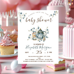 Tea Party Polka Dots Baby shower Kaart