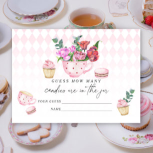 Tea Party Raad eens hoeveel snoepjes Informatiekaartje