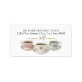 Tea Party retour adres bruids douche uitnodiging Etiket (Voorkant)