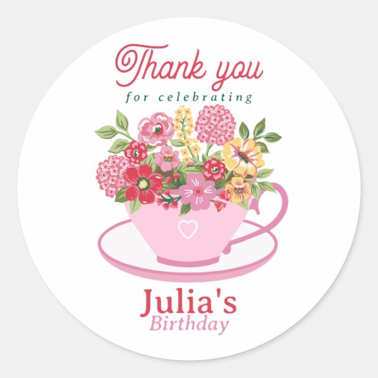 Tea Party Ronde Sticker (Voorkant)