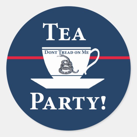 Tea Party. Ronde Sticker (Voorkant)