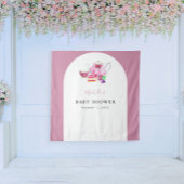 Tea Party Roze Achtergrond Baby shower Photo Booth Wandkleed