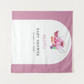 Tea Party Roze Achtergrond Baby shower Photo Booth Wandkleed (Voorkant (horizontaal))