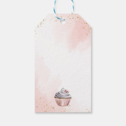 Tea party roze blauwe verjaardag bedankt cadeaulabel (Achterkant)