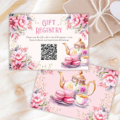 Tea Party Roze Bloemen Verjaardagscadeau Registry  RSVP Kaartje