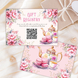 Tea Party Roze Bloemen Verjaardagscadeau Registry  RSVP Kaartje