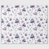 Tea party roze en blauwe waterverf cadeaupapier (Vlak)