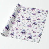 Tea party roze en blauwe waterverf cadeaupapier (Uitgerold)