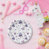 Tea party roze en blauwe waterverf papieren bordje (Feest)