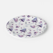 Tea party roze en blauwe waterverf papieren bordje (Gekanteld)