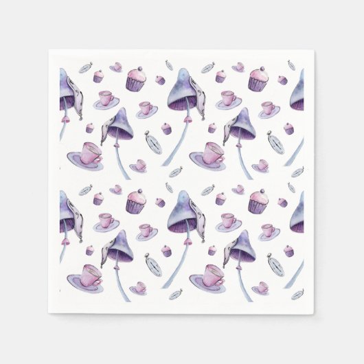 Tea party roze en blauwe waterverf servet (Voorkant)