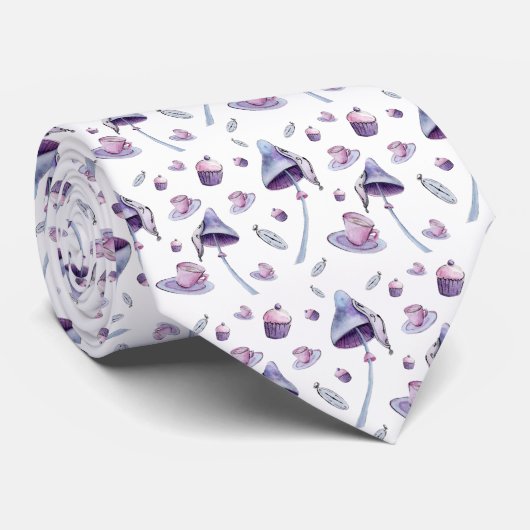 Tea party roze en blauwe waterverf stropdas (Opgerold)