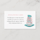 Tea Party Roze en Blauwgroen Teacups Custom Informatiekaartje (Voorkant)