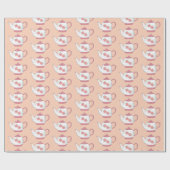 Tea Party Roze en witte theepotten Patroon Cadeaupapier (Vlak)