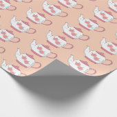 Tea Party Roze en witte theepotten Patroon Cadeaupapier (Hoek)