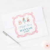 Tea Party Roze Gingham Meisjes Gift Vierkante Sticker (Envelop)